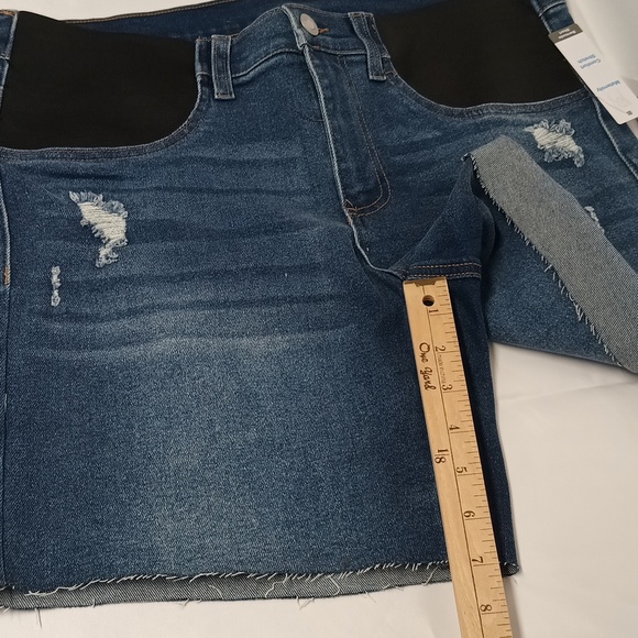 Maternity jean shorts side panel size M ( 8-10 ) Denim cotton blend Bermuda shor - Picture 8 of 16
